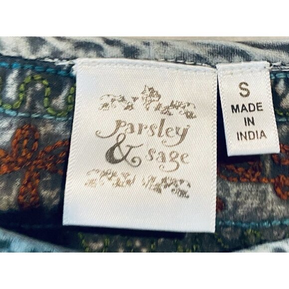 Parsley Sage Jacket Womens Small Floral Embroidered Lightweight Denim Boho - Picture 5 of 6